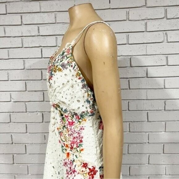 FARM Rio “Delicate Forest Scarves” Eyelet Midi Dress • Rare Print • Size M - Picture 11 of 12